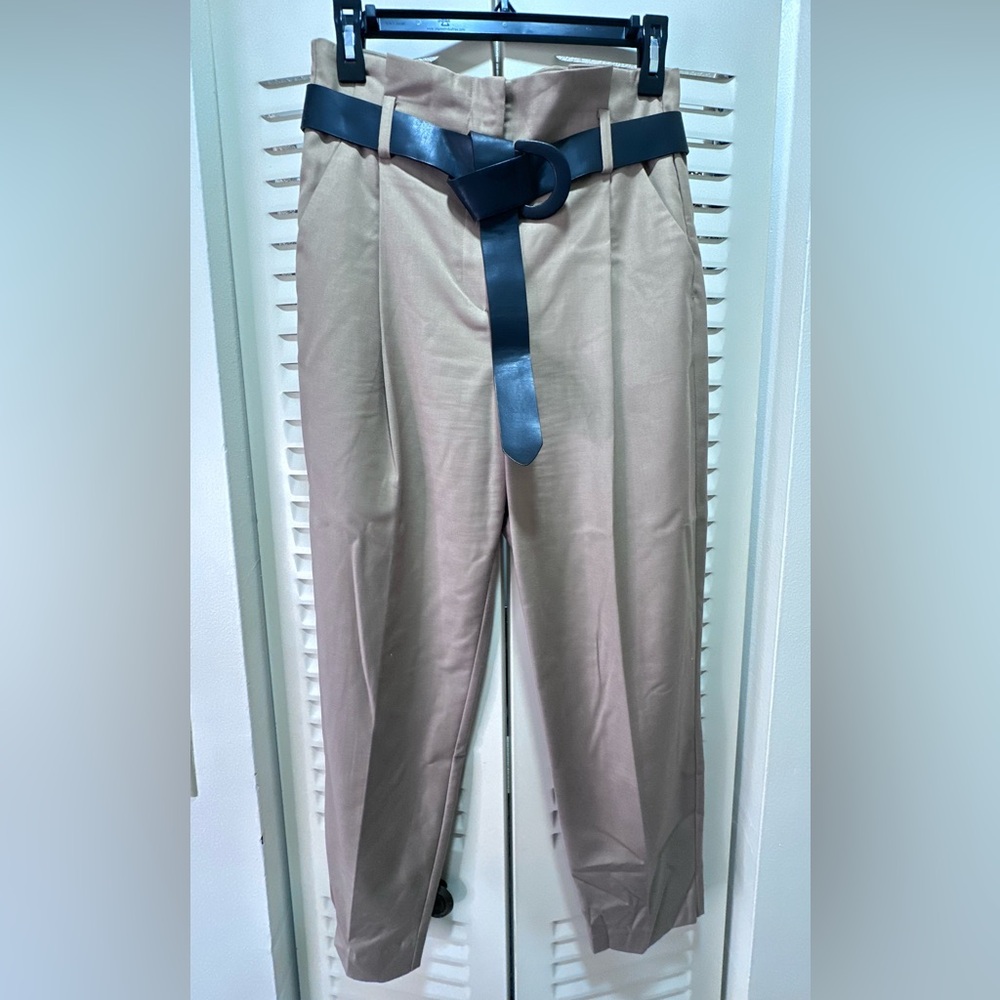 Zara Women’s Light Beige Pleated Dress Pants